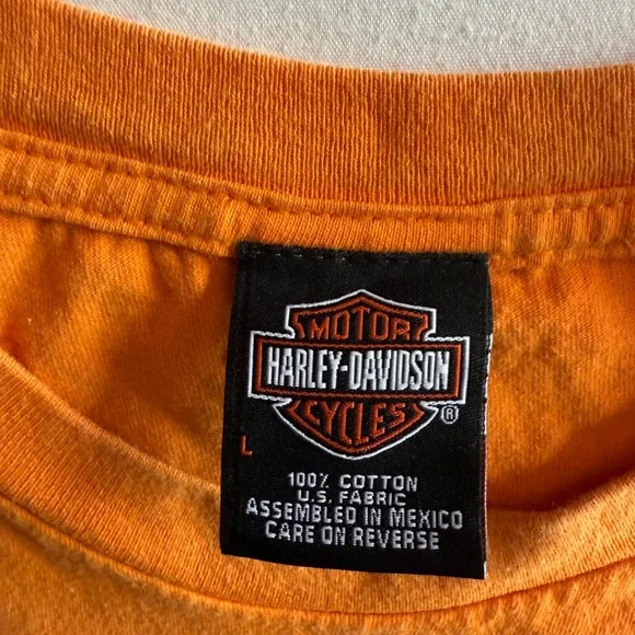 HARLEY DAVIDSON Shirt Vintage Y2K Mens Large Orange Eagle Graphic USA Style - Picture 3 of 6